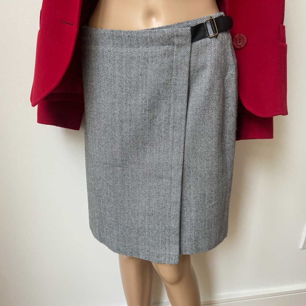 Herringbone wool blend skirt